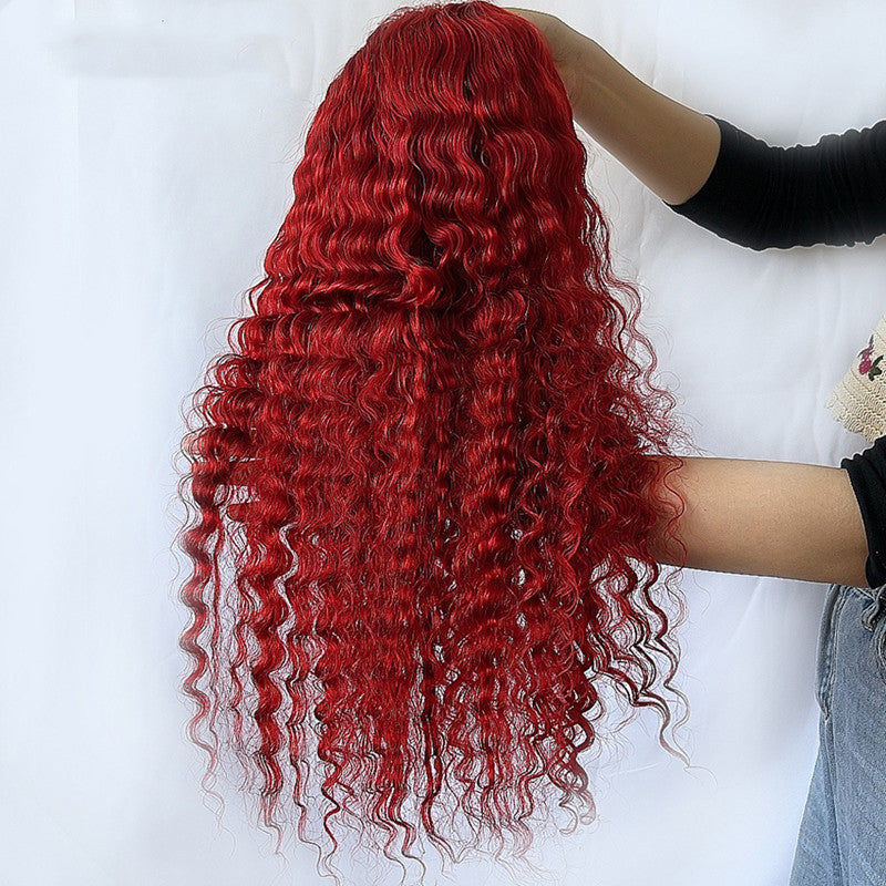 Red Deep Wave Human Hair Wig Real Headgear Red Deep Wave Human Hair Wig Real Headgear